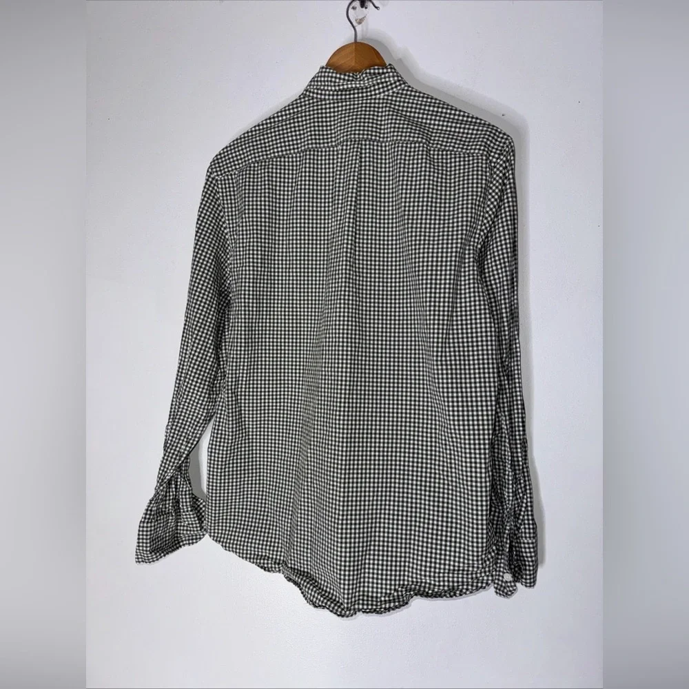 J Crew Men’s Medium Classic‎ Collar Button Down Green White Small Checked